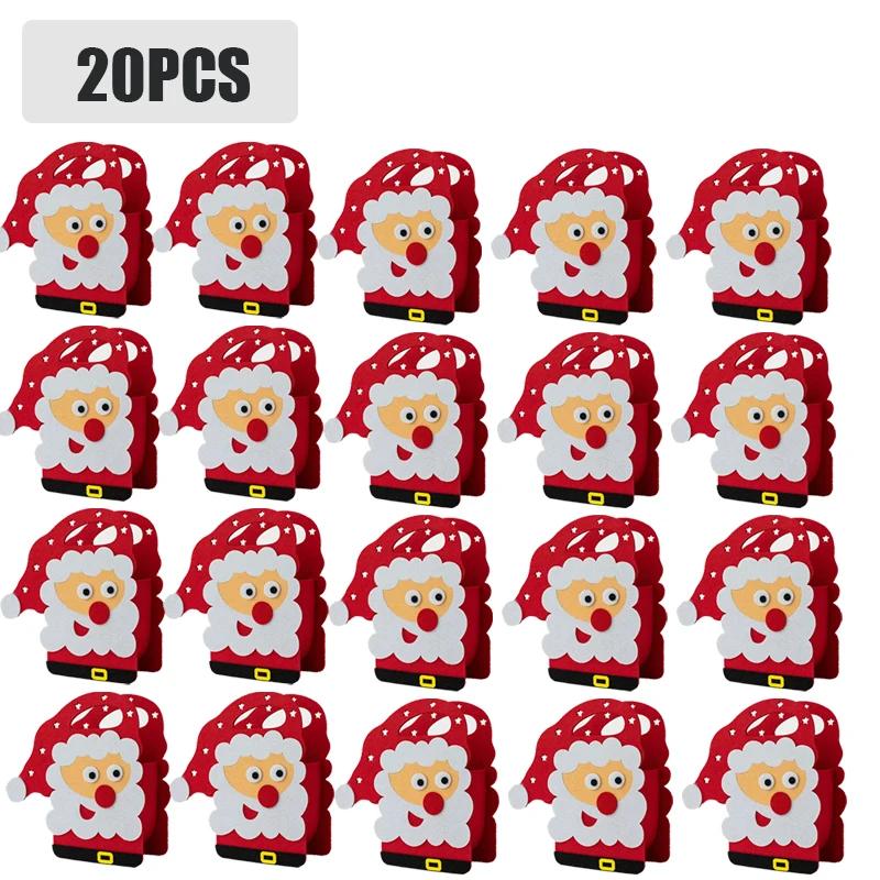 1-20PCS 2025 Christmas Gift Bag Creative Felt Cloth Children Candy Gift Bag Christmas Eve Handheld Portable Apple Bag