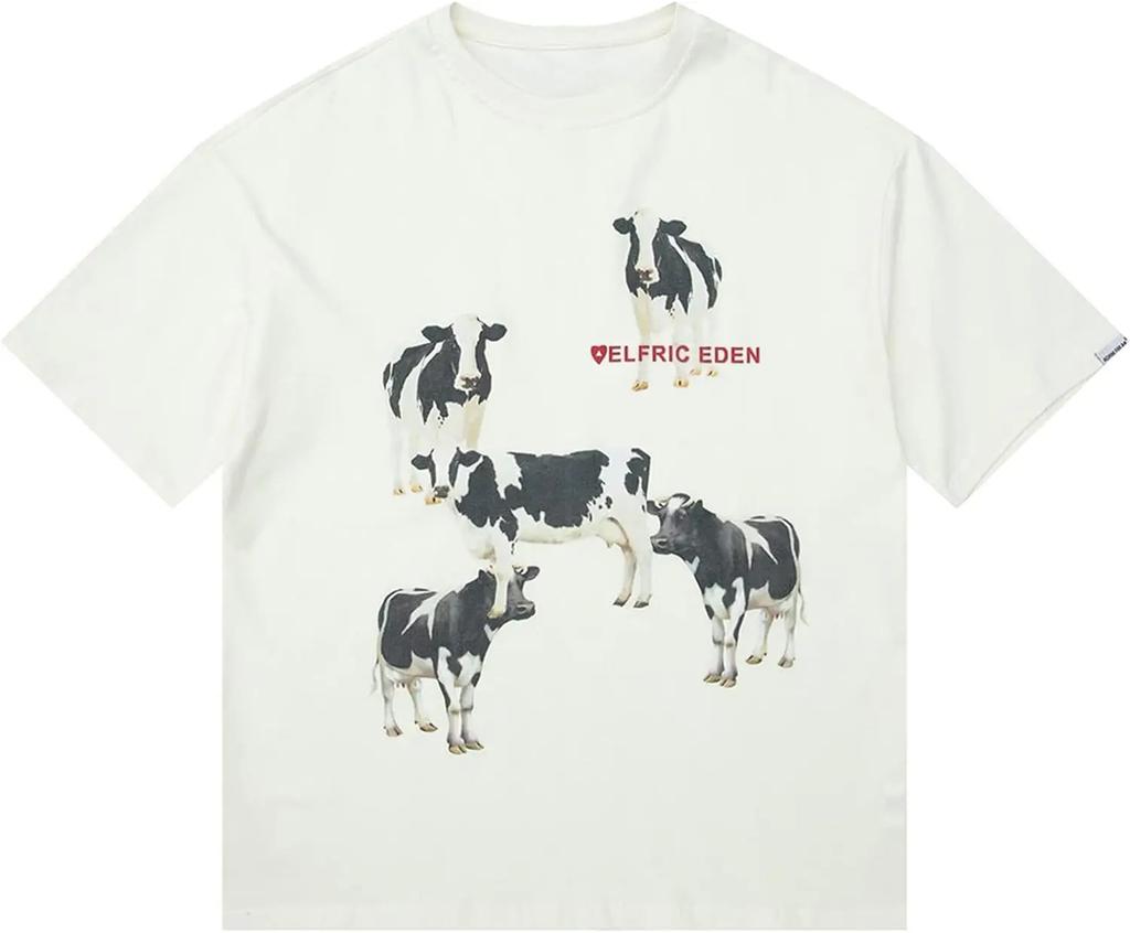 Aelfric Eden Herren Lockere T-Shirts Verzerrter Porträtdruck Rundhals Tops Streetwear Lässig Sommer Belüftet Lässiges Hipster-Shirt