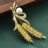 Modische Strass-Weizenähren-Broschen für Damen Unisex Emaille Pflanzen-Abzeichen Anstecker Büro Party Schmuck Freund Geschenke