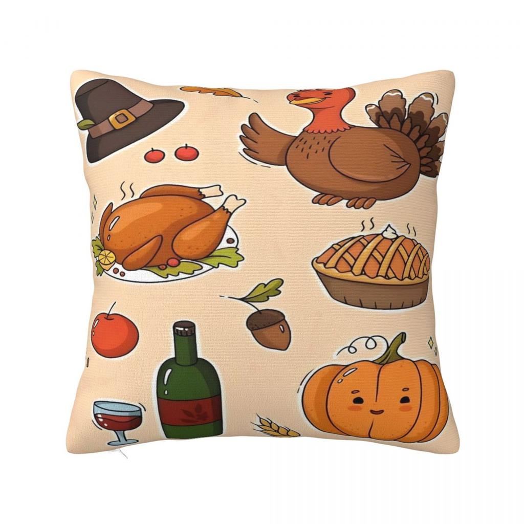 Pillow Case Happy Thanksgiving Day Soft Pillow Cover Morden Cushion Cover Graphic Pillowcases For Sofa Bedroom Home Decor