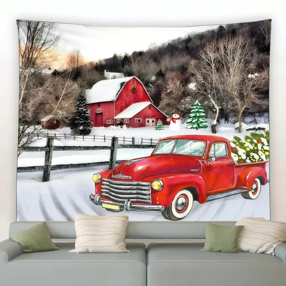 Christmas Cartoon Snowman Snowing Tapestry Living Room Sofa Home Decoration Christmas Gift