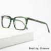New Fashion Rice Nails Acetate Square Green Frame Photo Brown Gray Anti Blue Light Women Presbyopic Prescription Reading Glasses