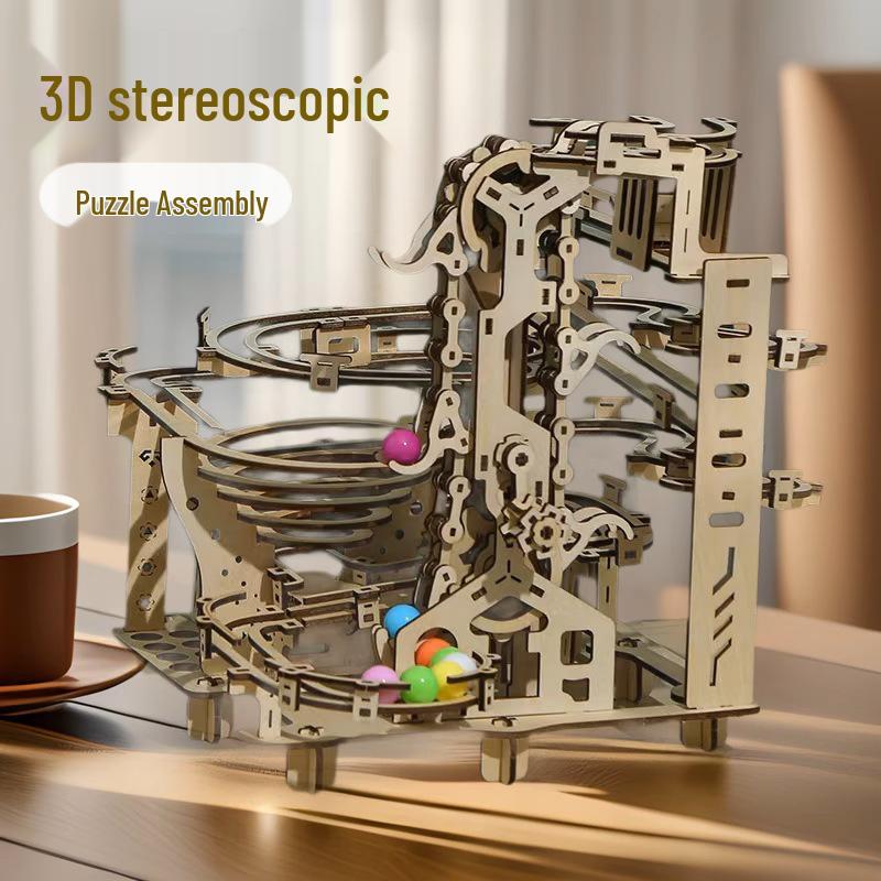 3D Wooden Marble Run Puzzle – DIY Educational Toy абрикосовый