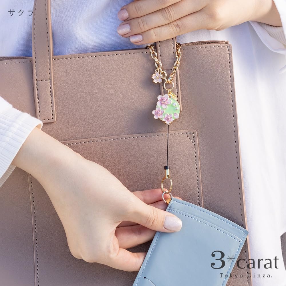 Three Carat Reel Flower Garden 8 Pass ID Accessory Keychain, Series, Types, Keychain, Case, Holder, Charm, (Sakura)