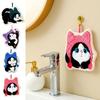 Cute Cat Style Hand Towel Coral Velvet Cartoon Kitchen Cleaning Towel Quick-Dry Microfiber Cleaning Rag Restaurant