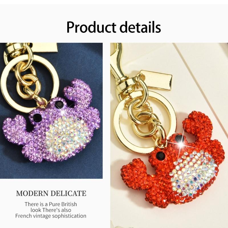Elegant Crab Keychain With Dazzling Rhinestones Elegant Handbag Charm Sparkling Bag Charm For Bags And Keys In 3 Trendy Colors