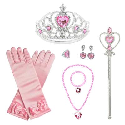 CREDIBLE Glitzerndes Prinzessinnen-Accessoire-Set für Kinder, 8 Teile (Herz-Diadem, Zauberstab, Halskette, Ohrringe, Armband, Ring, Handschuhe, Original-Merchandise),