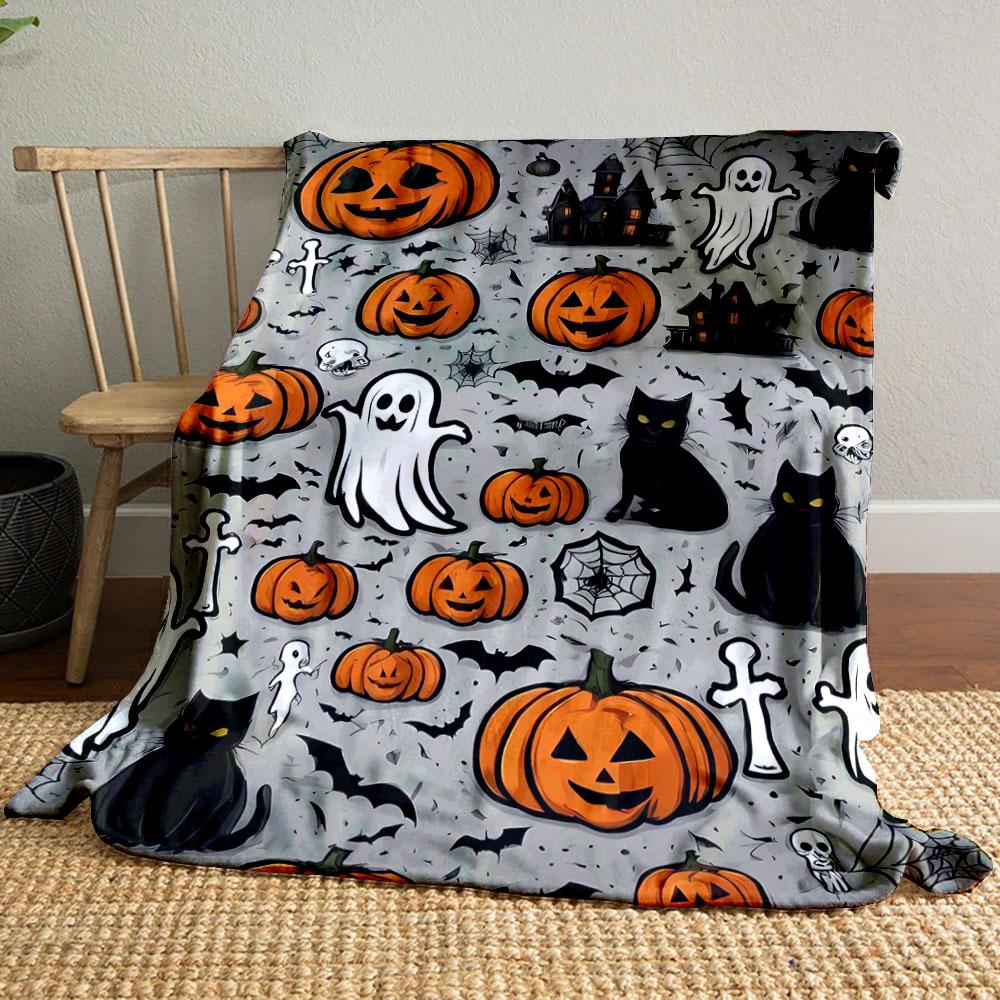 

Halloween Pumpkin Ghost Cat Blanket bedroom Blanket for Livingroom Couch lunch break Soft throw for Friend s festival Gift 80cm x 120cm