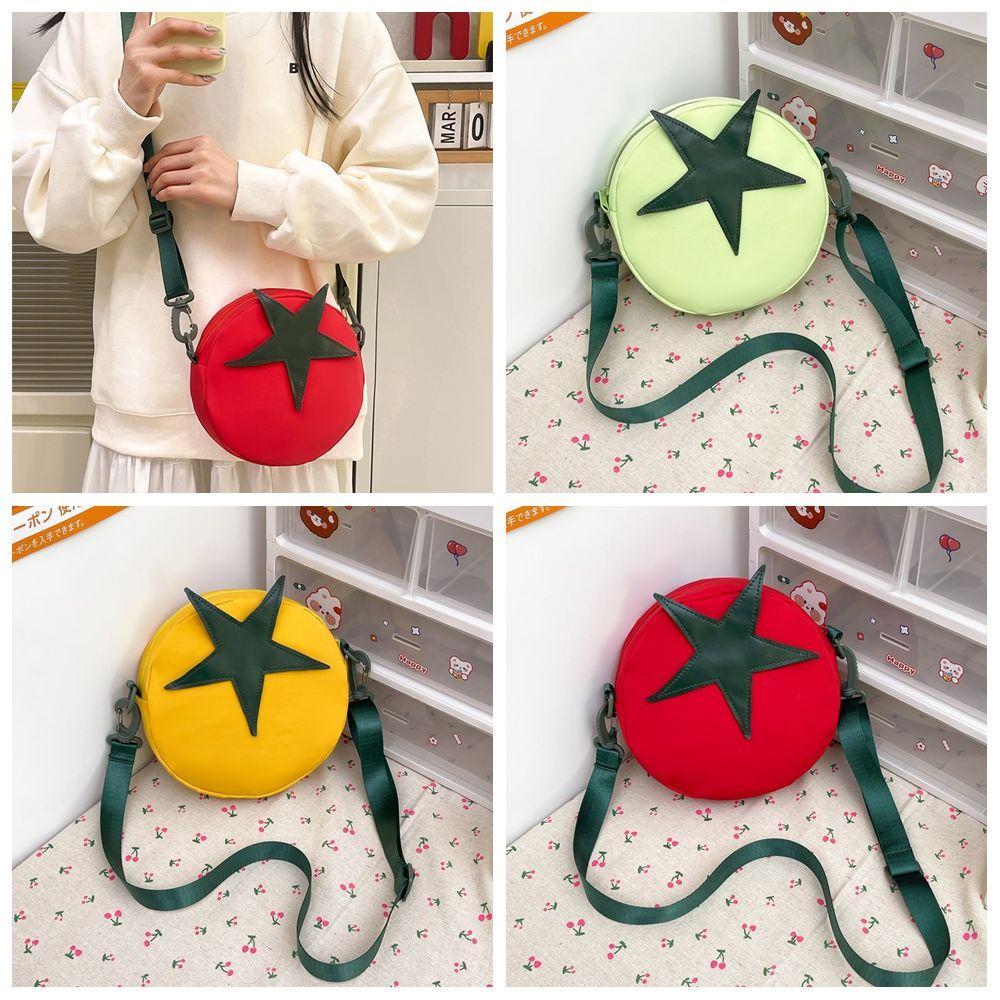 Harajuku Tomato Shape Crossbody Bag Message Bag Mobile Phone Pack Funny Shoulder Bag Unisex