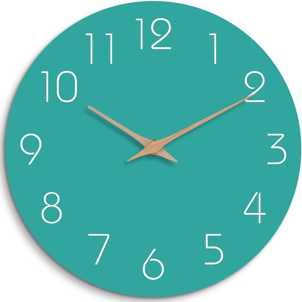 Simple wooden silent wall clock for home, living room, bedroom, and home decoration