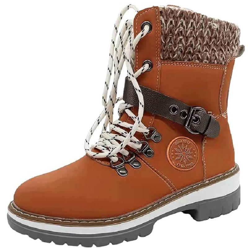 

Осень и зима женские ботинки мартин большого размера с высоким голенищем, длинной трубой, пряжкой-ремнем, шерстяным верхом, шнуровкой 43 коричневый