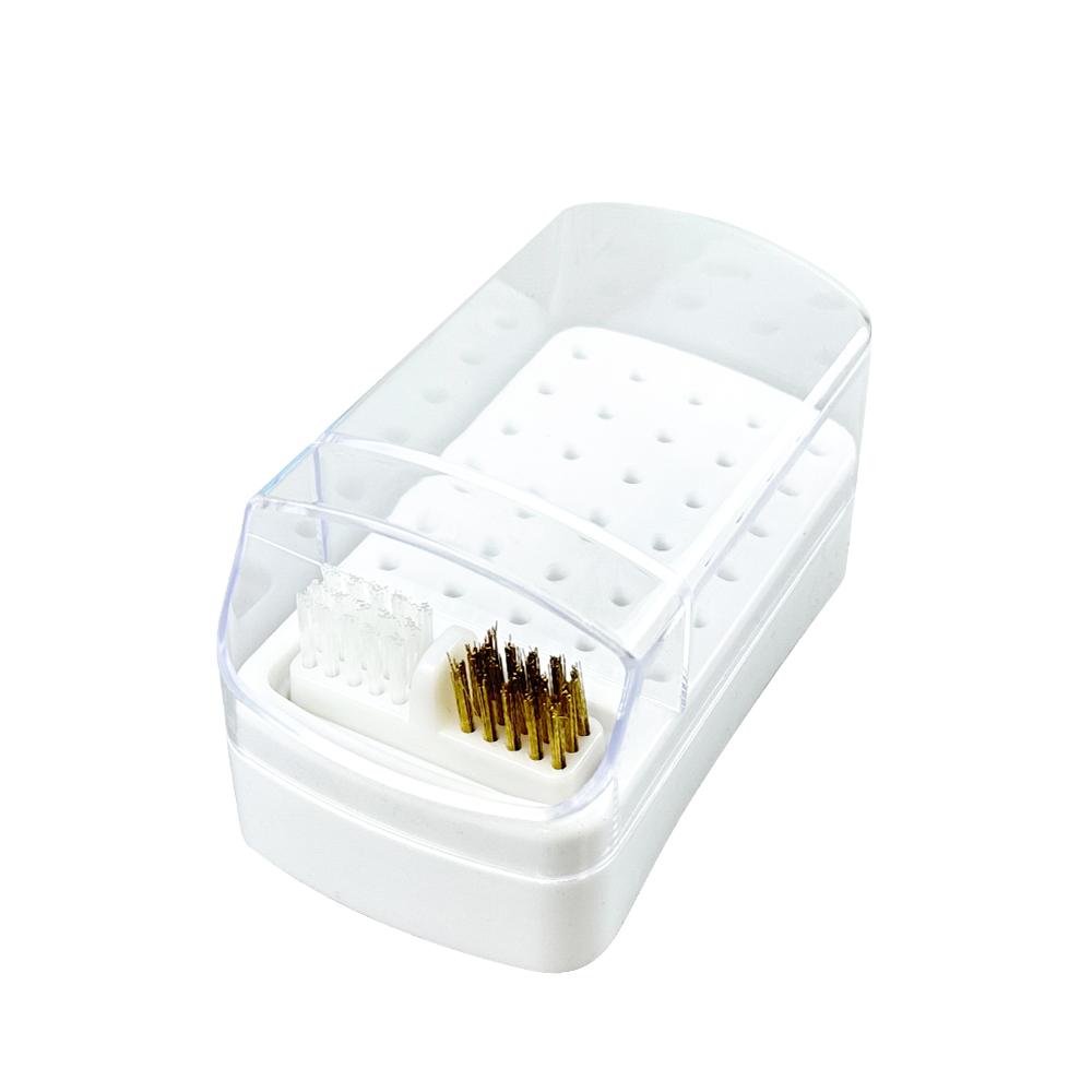30 Holes Dental Bur Box With Brush Plastic Burs Drills Holder Diamond Endo File Placement Case Block Dentistry Instruments New
