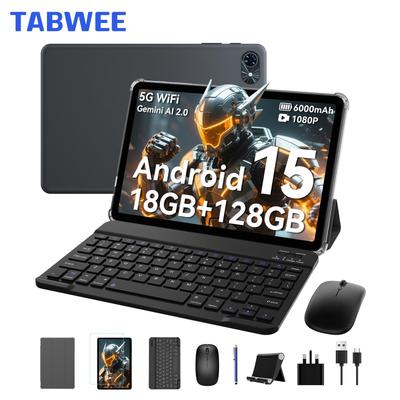 TABWEE T80 Ensemble Android 15 6 Go de RAM 128 Go de ROM Tablette 10,1 Pouces 1280x 800 Affichage FHD Tablette PC