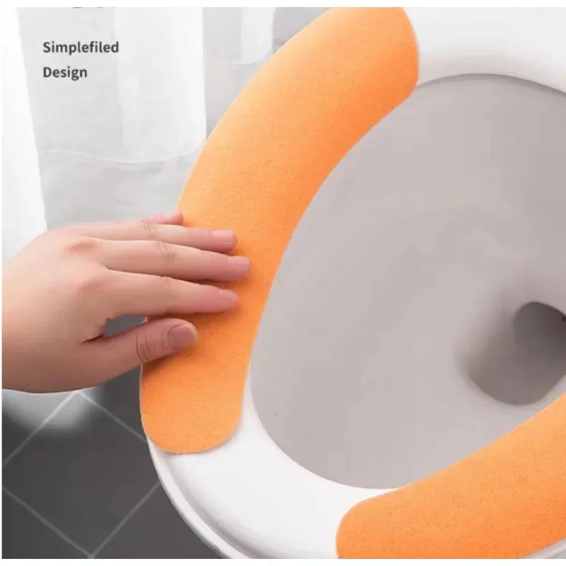 2Pc/set Reusable Warm Flannel Toilet Sticker Toilet Seat Covers Washable Toilet Seat Filling Bathroom Mat Seat Cover Universal