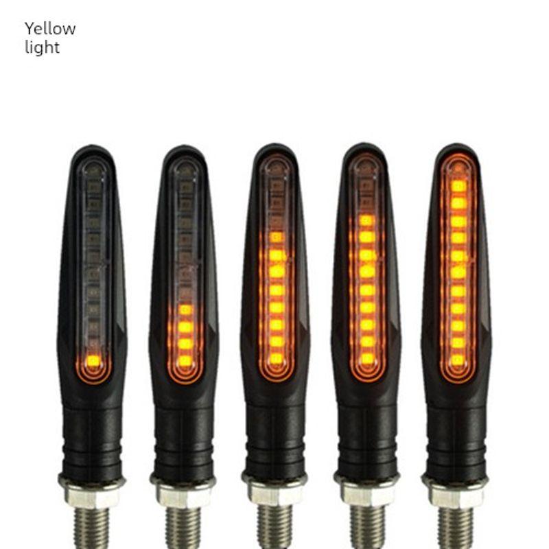 

Motorcycle Restoration Accessories Led Flowing Water Flash Turn Light Horizon Electric Car 12V Daily Turning Turn Signal One word running water turn lamp [yellow] a pair