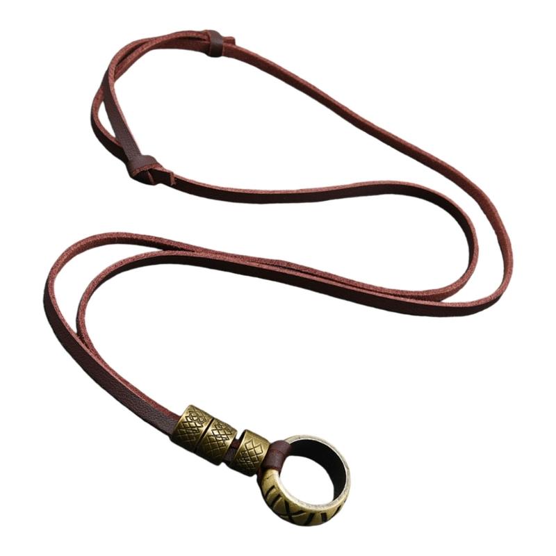 Fashionable Metal Letter Ring Leather Necklace For Women Adjustable Suede Cord Sturdy Alloy Jewelry Gift