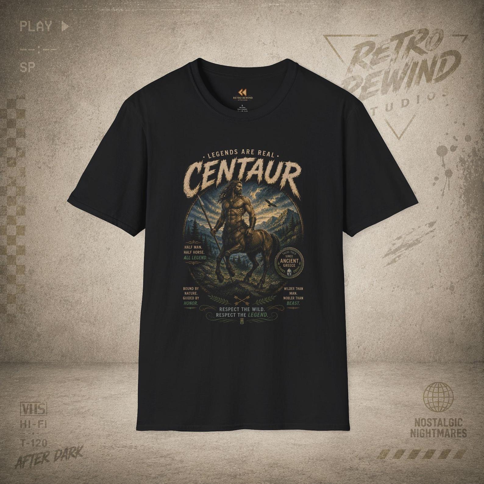 Centaur Mythic Illustration T-Shirt | Legends Are Real, Fantasy Creature Tee XL