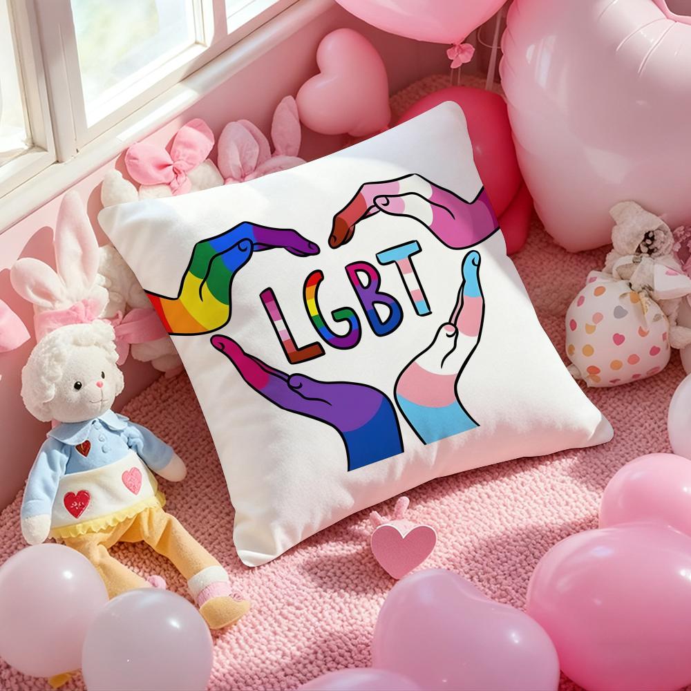 Fashin Pride Month Pillow Case Soft Plush Fabric Double-Sided Printed Cushion Cover Warm Winter Sofa Pillow Case