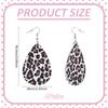 4 Pairs Artificial Leather Teardrop with Leopard Print Dangle Earrings, Platinum, White, 78.5x38mm