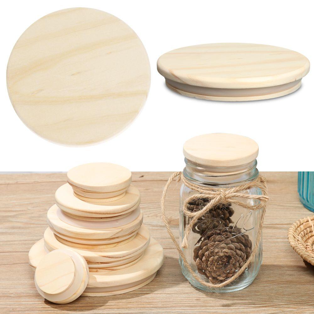 Wooden Canning Storage Mason Jar Lid Kitchen Organization Bottle Sealing Caps Wide Mouth Cover Wood Lids Reusable