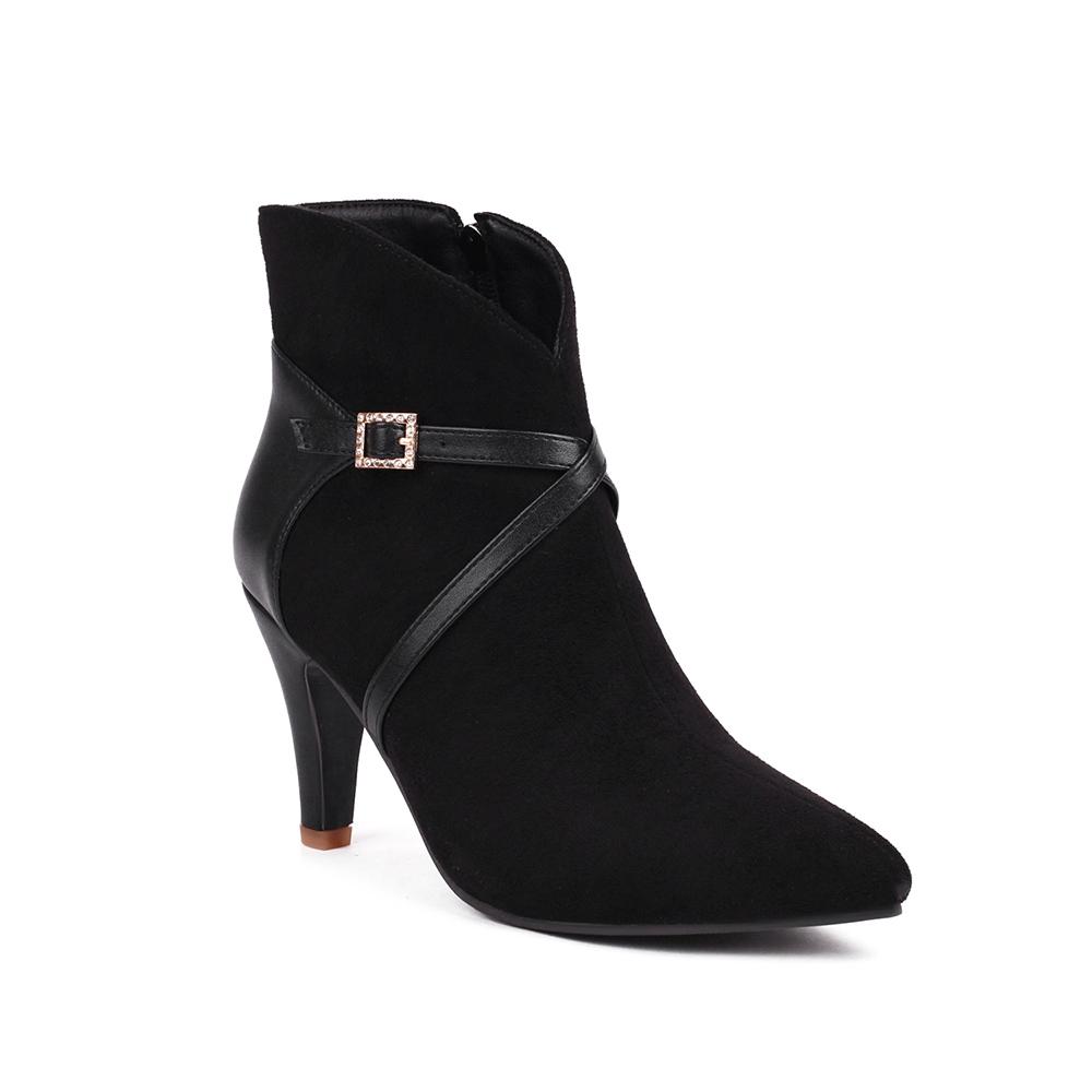 Spring Apricot Black Women Ankle Boots Pointed Toe High Spike Heel Small Big Size 33 47