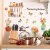 Self-adhesive Colorful Kitchen Utensils Pots Flowers Butterflies Wall Stickers for Kitchen Dining Room Home Decor