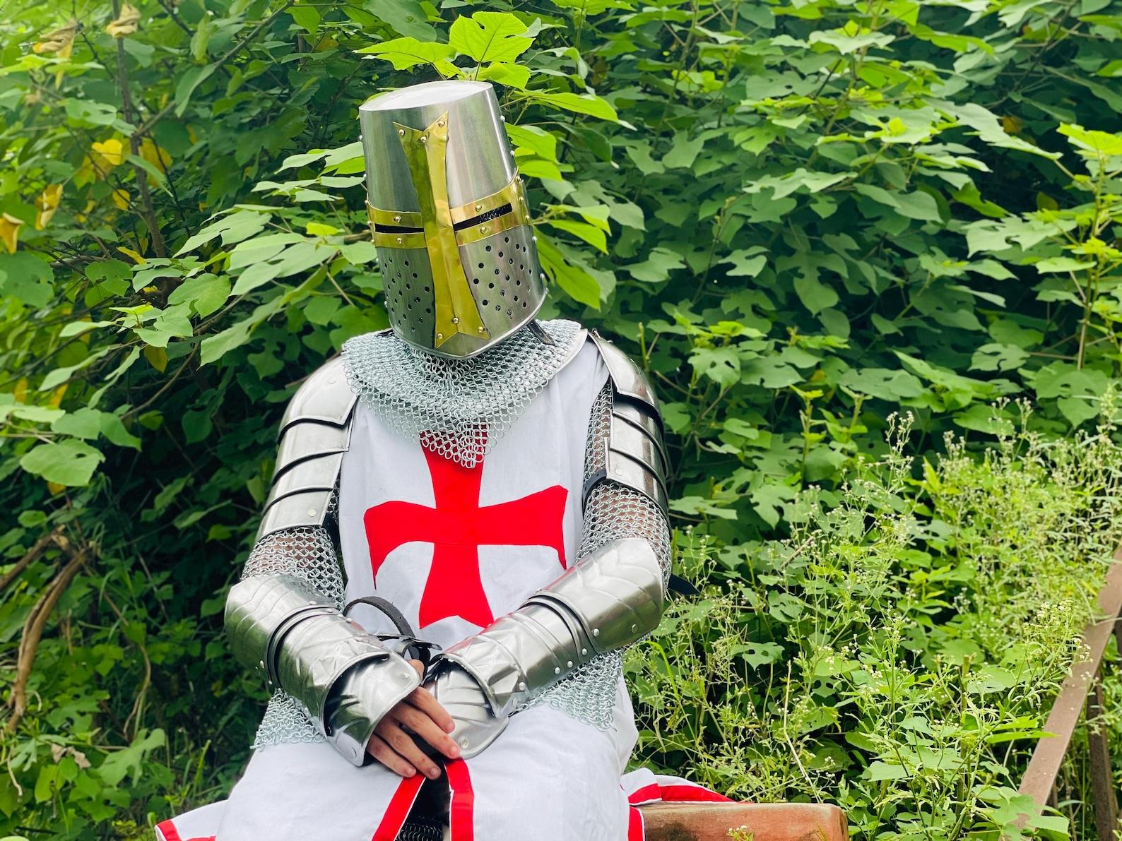 Crusader Knight Armor Full Steel Suit Medieval Templar Cosplay Gear