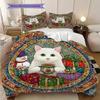 Weißes Katzenmuster Bettwäsche Steppdecke Set Deckenbezug Kissenbezug Heimdekoration Geburtstagsgeschenk (1 Bettbezug + 2 Kissenbezüge, ohne Füllung)