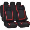 Car Seat Covers Full Set, Breathable Premium Cloth Automotive Seat Cover, Red