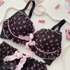 Women Black Pink Bras Cute Design Girls Underwear Push Up Sexy Bras Fashion Backless Sling Lace Lingerie