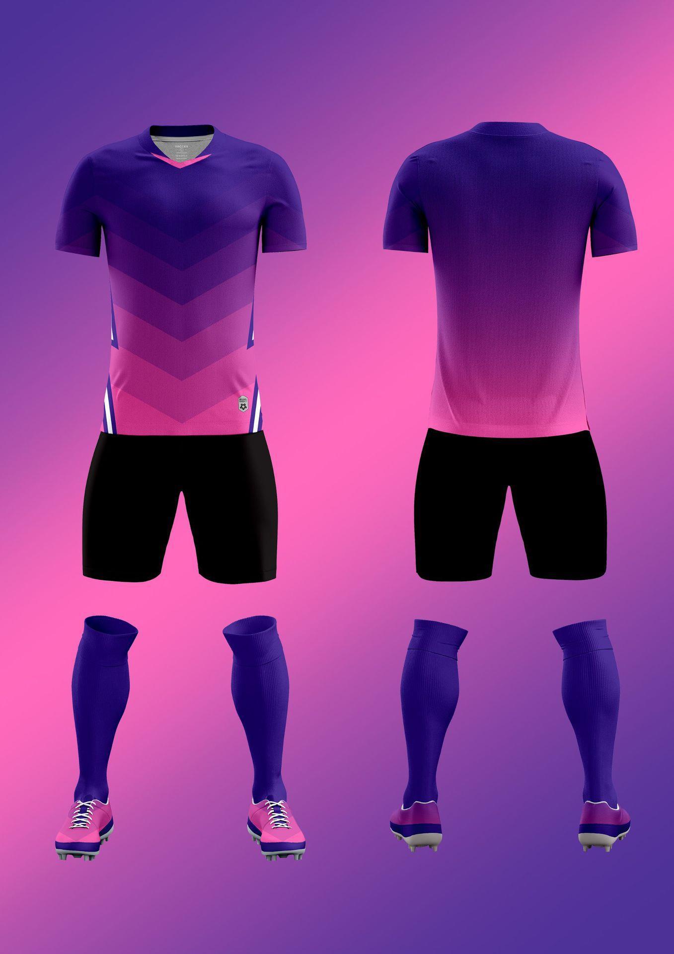 

Unisex Soccer Uniform Set Adult Kids Short Sleeve Training Uniform Jersey Diy 3XS фіолетовий
