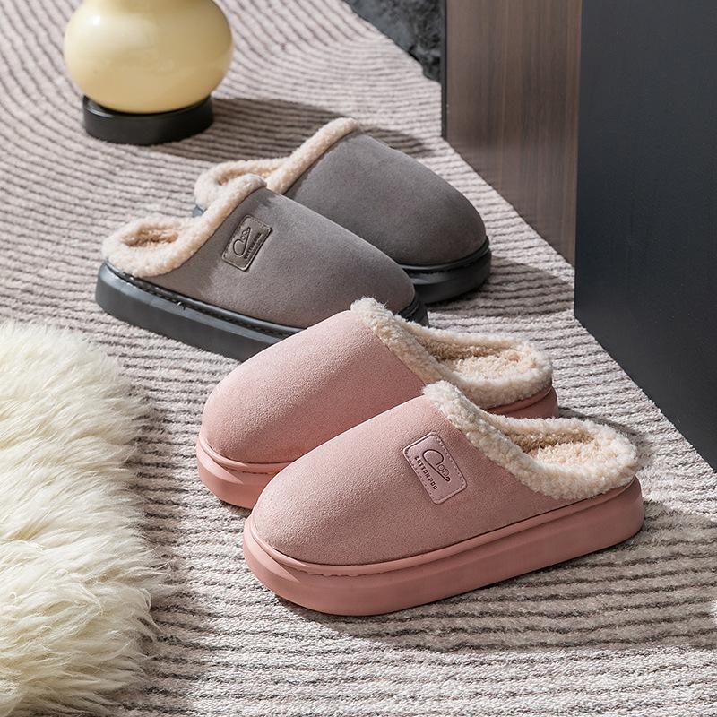 Cotton slippers warm in autumn and winter thick bottom non-slip couple thickened plush warm feet comfortable winter slippers
