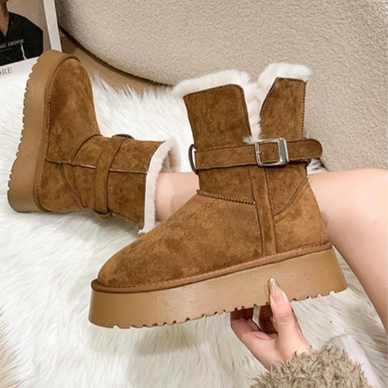 Retro Platform Snow Boots 2025 New Autumn and Winter Fleece Thickened Warm Wool Cotton Shoes