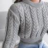 Knit Sweater Women Autumn Winter Long Sleeve Twist Neck S-XXL Crop