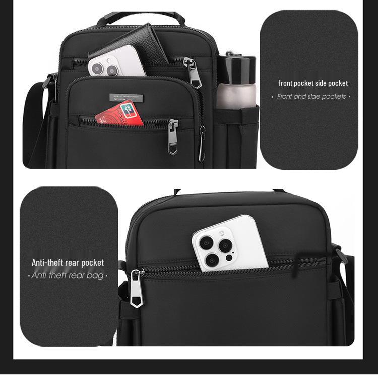 Men's Multi-Layer Business Crossbody Briefcase with Water Bottle Holder