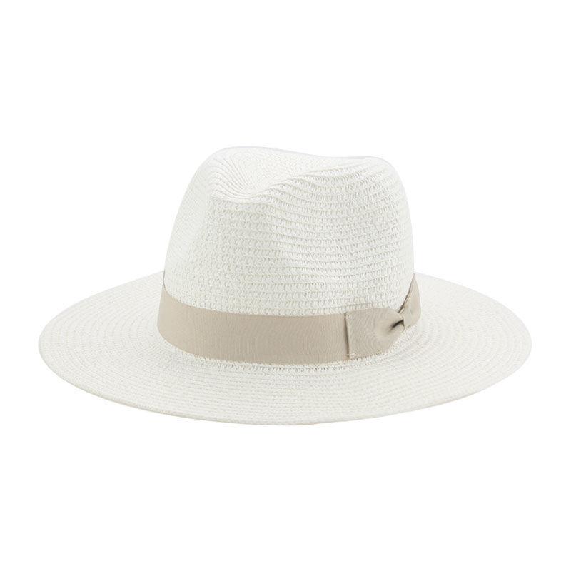 Straw hat beach hat Panama solid color bow casual men's and women's Tibetan cowboy hat sunshade European and American popular hat