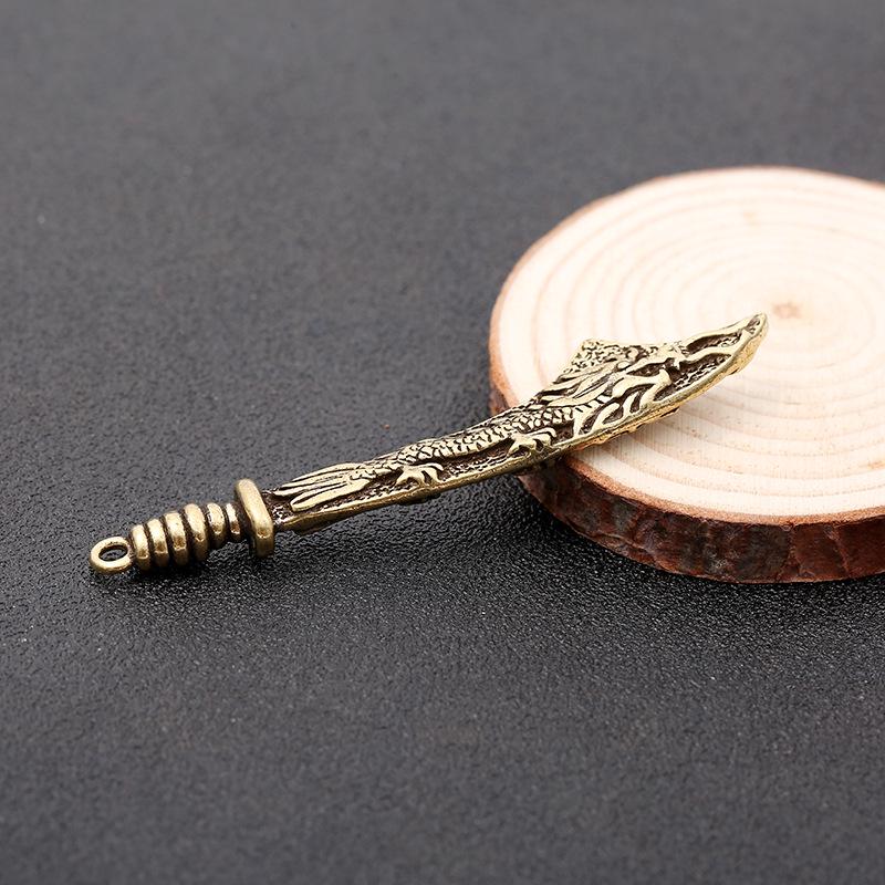 Antique Bronze Dragon Tachi Keychain Pendant