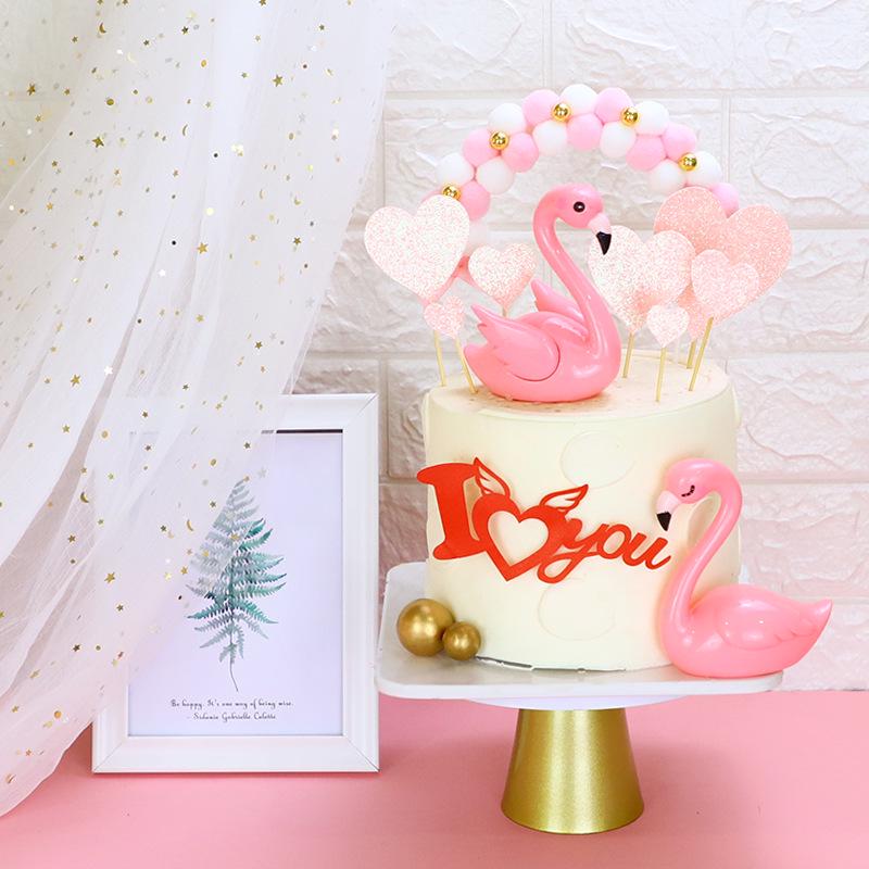 Flamingo LOVE Birthday Cake Decoration and Dessert Table Ornament