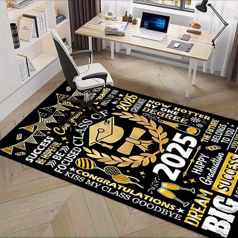 Office Carpet - 2025 Graduation Decoration, Happy Graduation, Gift for Men and Women, Champagne Toast Congratulations Sign, Gold and Black C