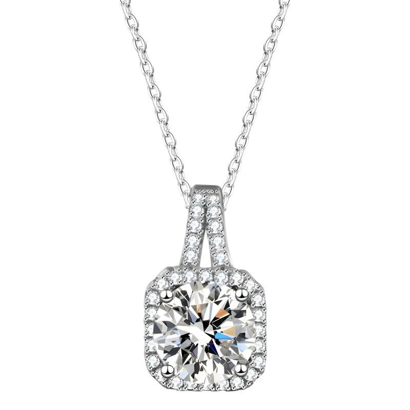Japanese Korean Fashion Square Zirconia Pendant Necklace - Women's Clavicle Chain Accessories
