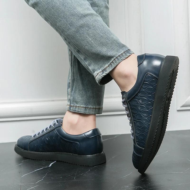 Fashion Brand Men Casual Shoes Leather Fashion Spring New Mens Sneakers Daily Commute Outdoor Versatile Leisure Thick Soled Shoes Man