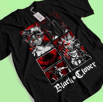 Camiseta Asta Yuno Black Clover Anime Mangá Asta Menina Presentes Camisa Preta Todos os Tamanhos