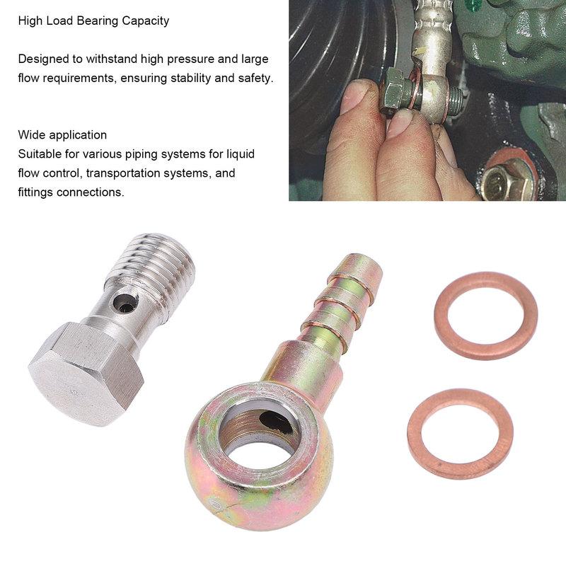 7/16inx20 UNF Banjo Adapter Stainless Steel Brake Reservoir Banjo Bolt Fitting Adapter Kit with 8mm Barb for Transport Systems