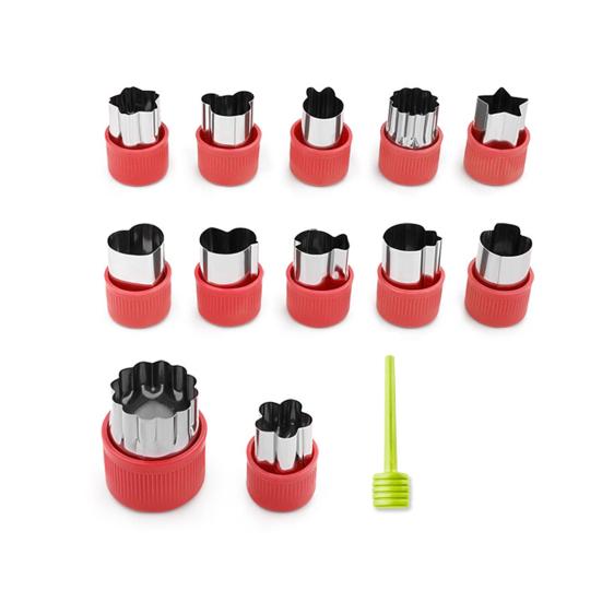 

12 шт. набор формочек для фруктов и овощей, мини-формочки для печенья, фруктов, печенья, кондитерских штампов, многоразовые формы для еды, набор для кухонного помощника красный