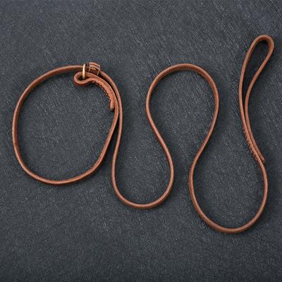 Top Layer Cowhide Traction Rope P Chain Integrated Explosion Proof Dog Chain German Collie Training Suture Cowhide Rope