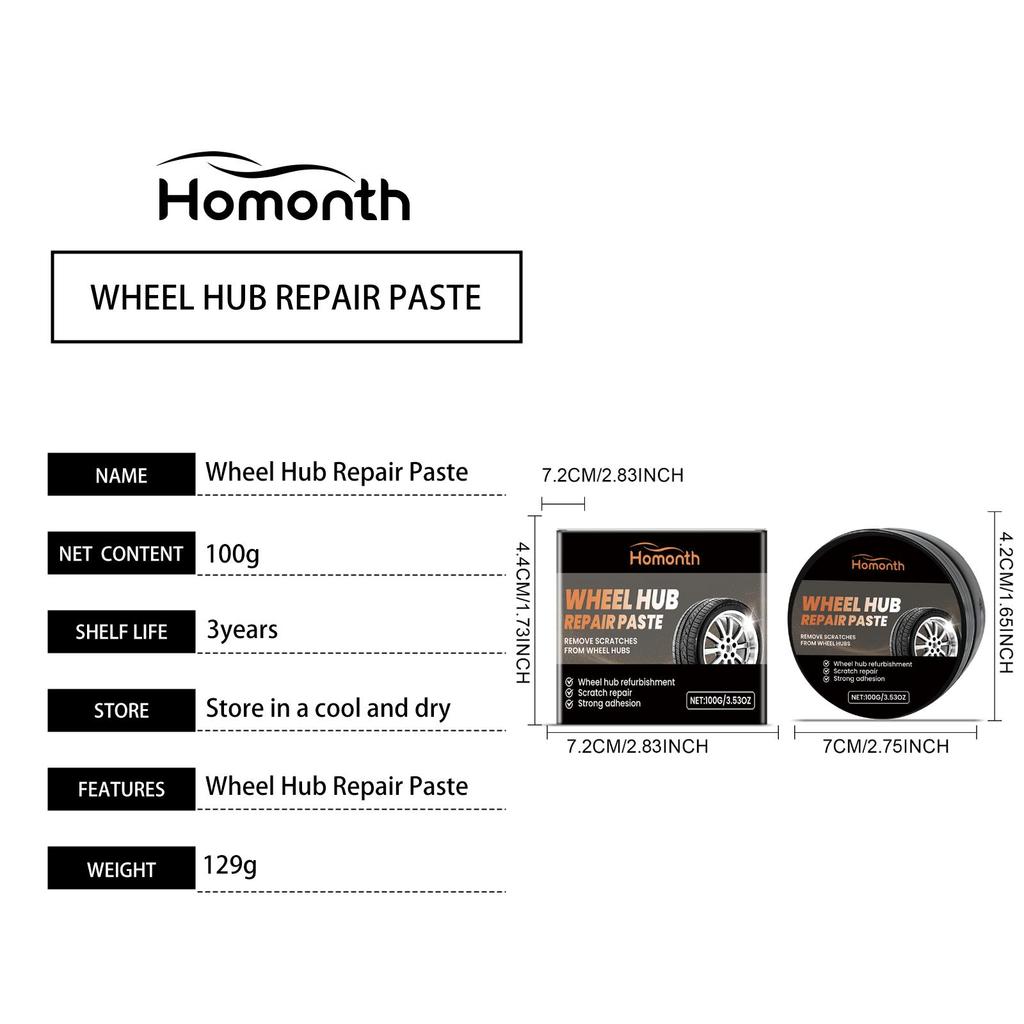 Homonth Automobile Wheel Polishing Paste Polishing Brightening Anti-Fouling Cleaning Maintenance Rapid Brightening Restoration of Luster100g