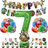 Minecraft-Themed Aluminum Foil Balloon Set: Kid's Birthday Decor with Pull Flags & Number Combination