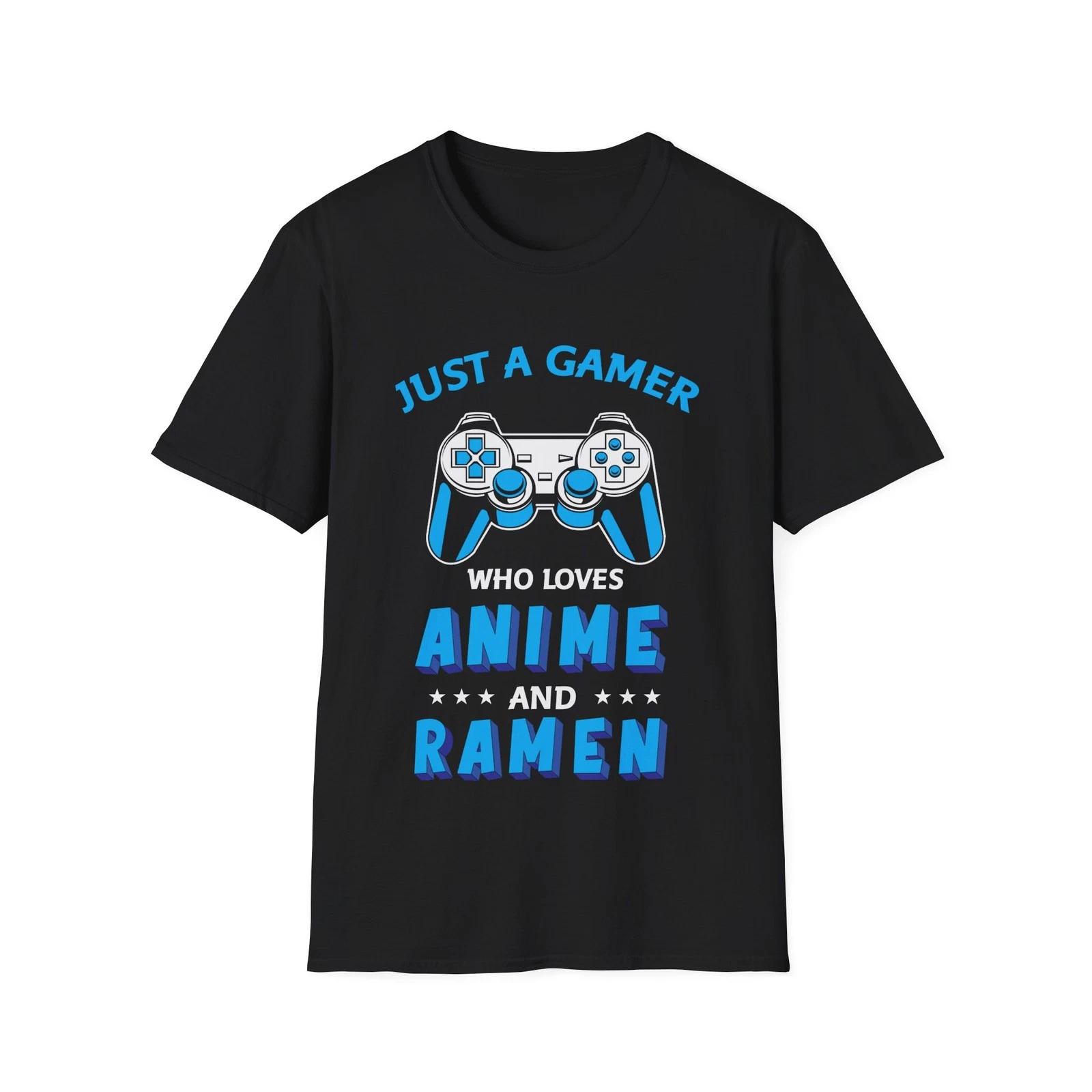 

Just a Gamer Who Loves Anime and Ramen T Shirt Gaming Controller Graphic Tee 2XL