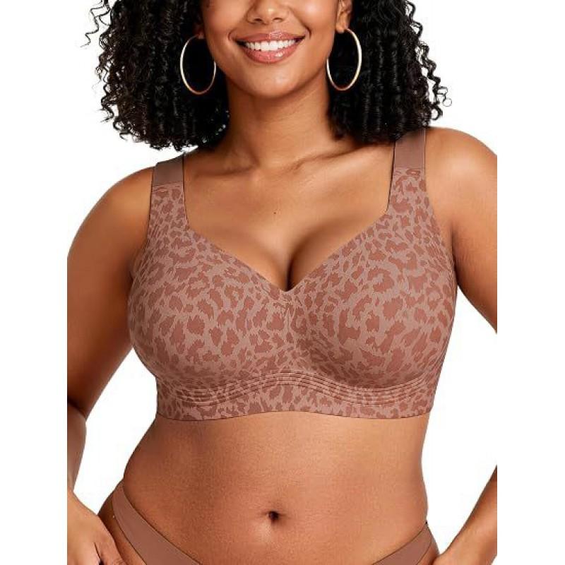 LetsJoli Womens Wireless Full Coverage Bra Comfort Push Up Seamless Plus Size Everyday