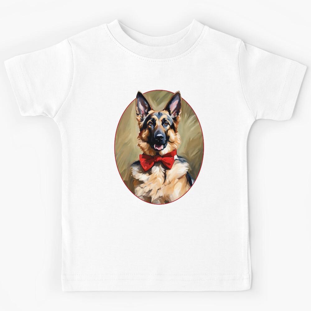 German Shepherd Dog Portrait in Bow Tie Kids T-Shirt 170